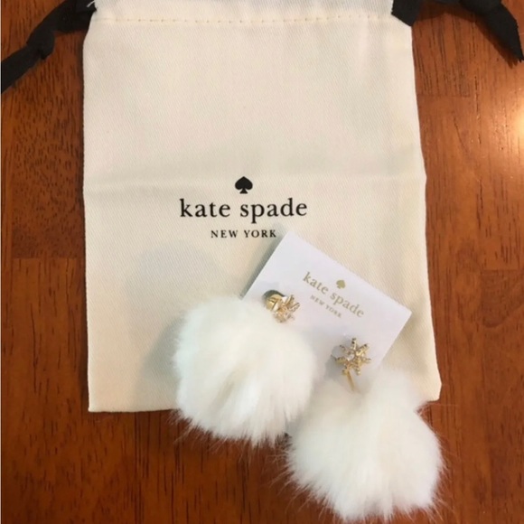 NWT KATE SPADE new york faux fur seeing stars earrings - Picture 2 of 2